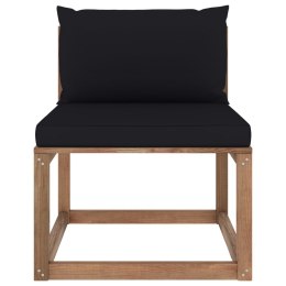 VidaXL Ogrodowa sofa środkowa z palet, z czarnymi poduszkami