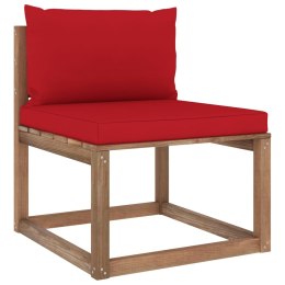 VidaXL Ogrodowa sofa środkowa z palet, z czerwonymi poduszkami