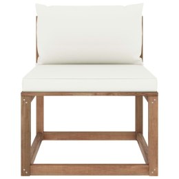 VidaXL Ogrodowa sofa środkowa z palet, z kremowymi poduszkami