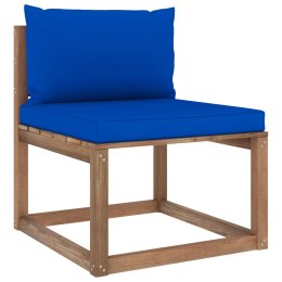 VidaXL Ogrodowa sofa środkowa z palet, z niebieskimi poduszkami