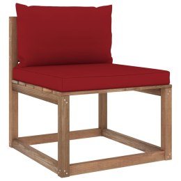 VidaXL Ogrodowa sofa środkowa z palet, z bordowymi poduszkami