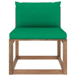 VidaXL Ogrodowa sofa środkowa z palet, z zielonymi poduszkami