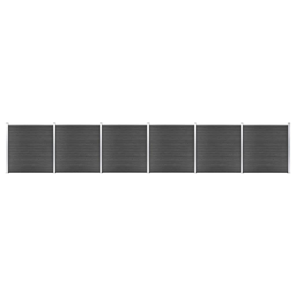 VidaXL Zestaw ogrodzeniowy z WPC, 1045x186 cm, czarny