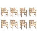 VidaXL Krzesła ogrodowe 8 szt., z kremowymi poduszkami, drewno tekowe