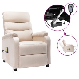 VidaXL Elektryczny fotel masujący, kremowy, tkanina