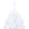 VidaXL Sztuczna choinka z lampkami i bombkami, biała, 210 cm, PVC
