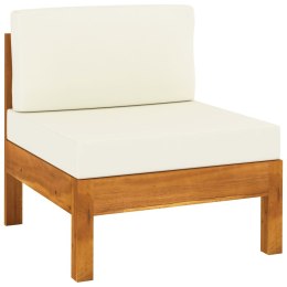 VidaXL 2 sofy środkowe z kremowymi poduszkami, lite drewno akacjowe