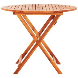 VidaXL Składany stół ogrodowy, Ø90x75 cm, lite drewno eukaliptusowe