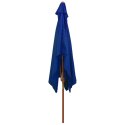 VidaXL Parasol ogrodowy na drewnianym słupku, niebieski, 200x300 cm