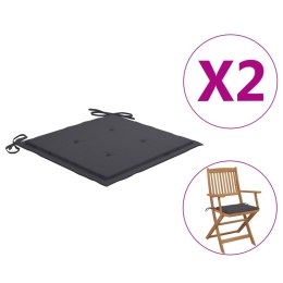 VidaXL Poduszki na krzesła ogrodowe, 2 szt., antracytowe, 40x40x3 cm