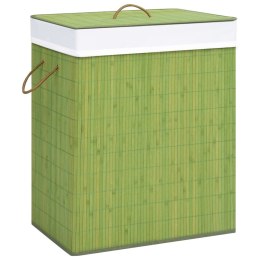 VidaXL Bambusowy kosz na pranie z pojedynczą przegrodą, zielony, 83 L