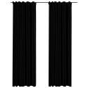 VidaXL Zasłony stylizowane na lniane, 2 szt., czarne, 140x225 cm