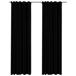 VidaXL Zasłony stylizowane na lniane, 2 szt., czarne, 140x245 cm