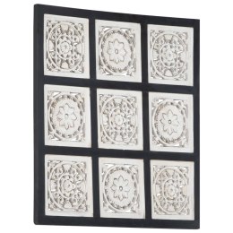 VidaXL Ręcznie rzeźbiony panel ścienny, MDF, 60x60x1,5cm, czarno-biały