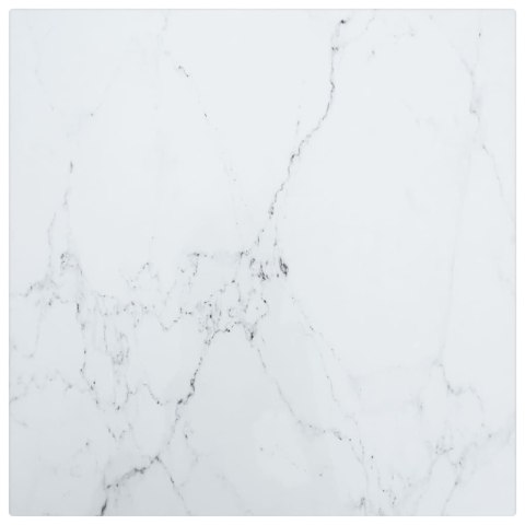 VidaXL Blat stołu, biały, 30x30 cm, 6 mm, szkło ze wzorem marmuru