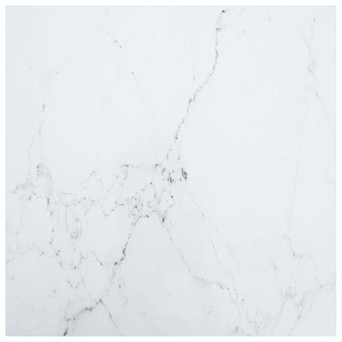 VidaXL Blat stołu, biały, 70x70 cm, 6 mm, szkło ze wzorem marmuru