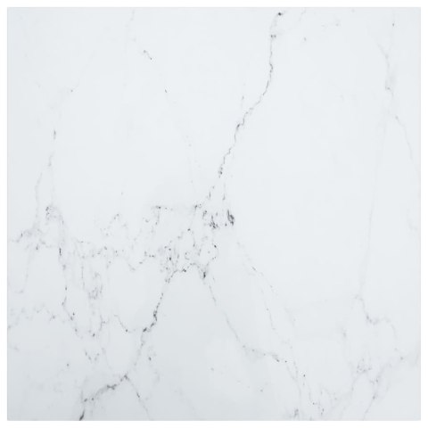 VidaXL Blat stołu, biały, 80x80 cm, 6 mm, szkło ze wzorem marmuru