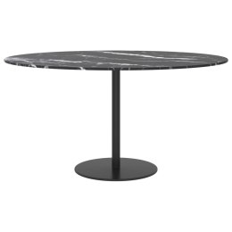 VidaXL Blat stołu, czarny, Ø80x1 cm, szkło ze wzorem marmuru