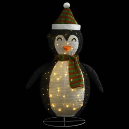 VidaXL Dekoracja świąteczna, pingwin z LED, luksusowa tkanina, 90 cm