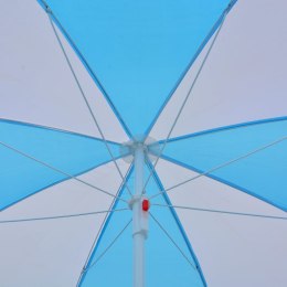 VidaXL Parasol plażowy, niebiesko-biały, 180 cm, tkanina