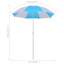 VidaXL Parasol plażowy, niebiesko-biały, 180 cm, tkanina