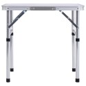 VidaXL Składany stolik turystyczny, biały, aluminiowy, 60 x 45 cm