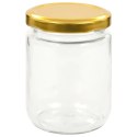 VidaXL Szklane słoiki na dżem, złote pokrywki, 48 szt., 230 ml
