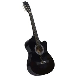 VidaXL Gitara klasyczna z wycięciem, 6 strun, czarna, 38