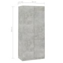 VidaXL Szafa, betonowa szarość, 90x52x200 cm, materiał drewnopochodny