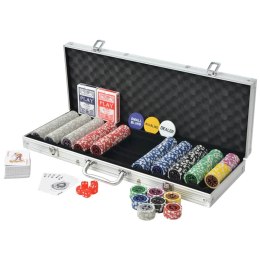 VidaXL Zestaw do gry w pokera 500 żetonów laserowych, aluminium