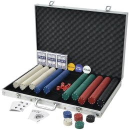 VidaXL Zestaw do pokera 1000 żetonów, aluminium