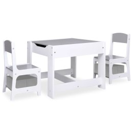 VidaXL Stolik dla dzieci z 2 krzesłami, biały, MDF