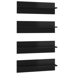 VidaXL Półki ścienne, 4 szt., wysoki połysk, czarne, 60 x 11,5 x 18 cm