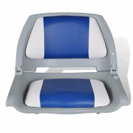 VidaXL Składany fotel na łódź, biało-niebieski z poduszką, 41x51x48 cm