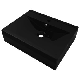 VidaXL Umywalka prostokątna z otworem na kran, czarna, 60 x 46 cm