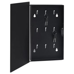 VidaXL Skrzynka na klucze z tablicą magnetyczną, czarna, 30x20x5,5 cm