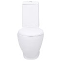 VidaXL Ceramiczna toaleta ze spłuczką, okrągła, odpływ pionowy, biała
