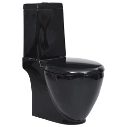 VidaXL Ceramiczna toaleta ze spłuczką, okrągła, odpływ pionowy, czarna