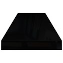 VidaXL Półka ścienna, wysoki połysk, czarna, 80x23,5x3,8 cm, MDF