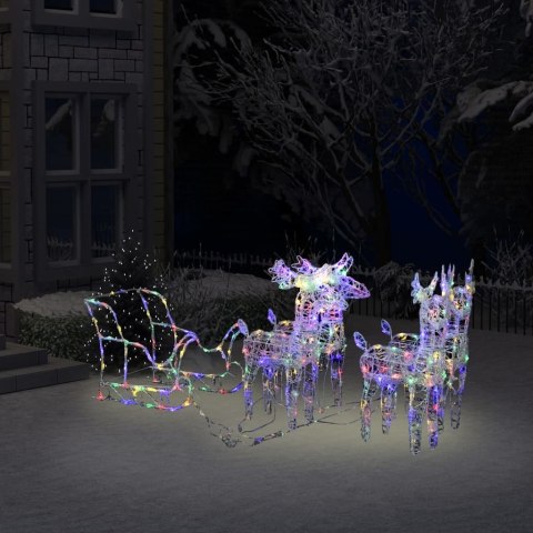 VidaXL Świąteczna dekoracja: renifery z saniami, 280x28x55 cm, akryl