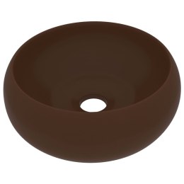 VidaXL Luksusowa, okrągła umywalka, matowy brąz, 40x15 cm, ceramiczna