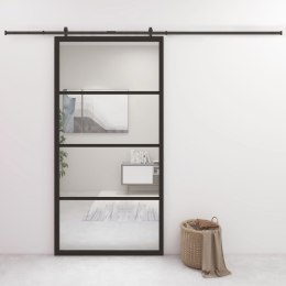 VidaXL Drzwi przesuwne, aluminium i szkło ESG, 102,5x205 cm, czarne