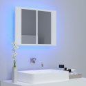 VidaXL Szafka łazienkowa z lustrem i LED, biała, 60x12x45 cm, akryl