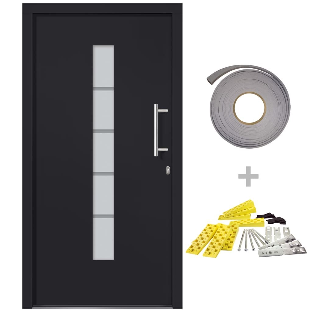 VidaXL Drzwi zewnętrzne, aluminium i PVC, antracytowe, 110x210 cm