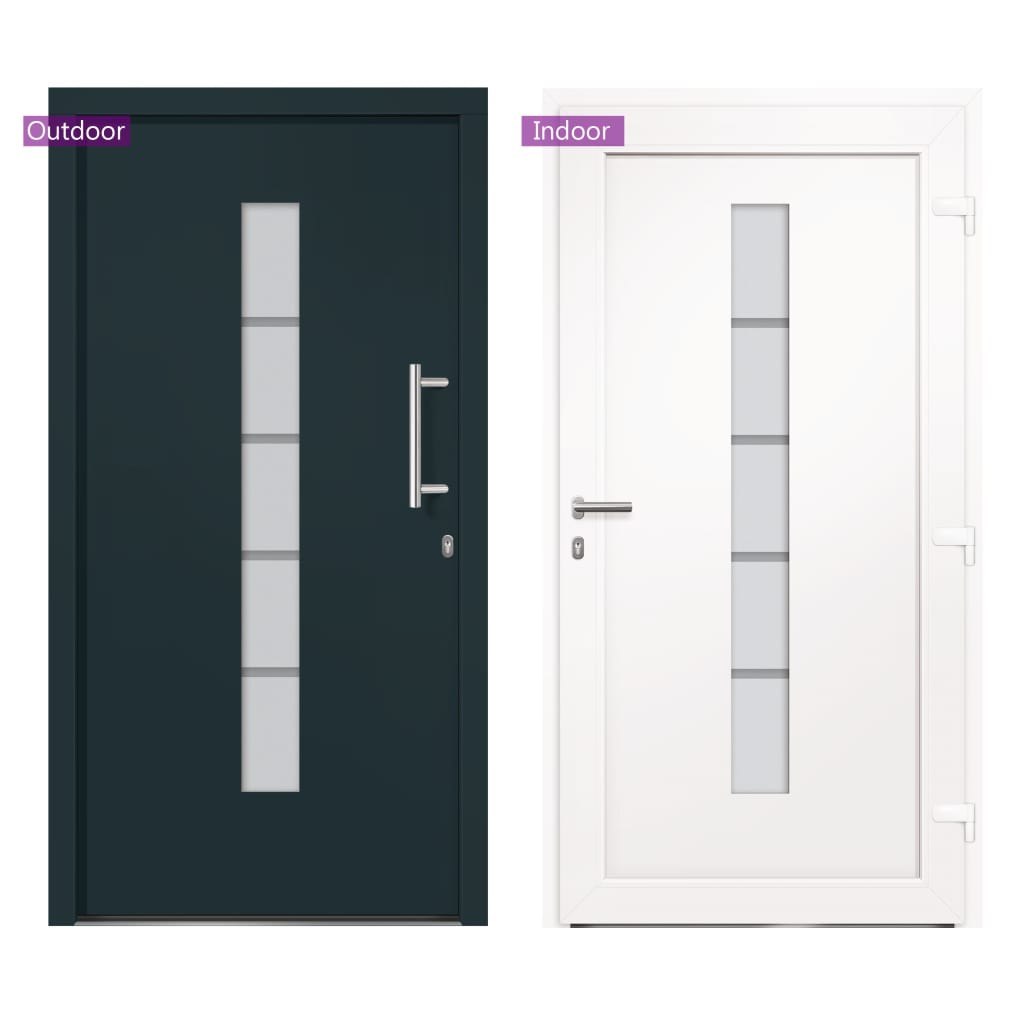 VidaXL Drzwi zewnętrzne, aluminium i PVC, antracytowe, 110x210 cm