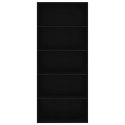 VidaXL 5-poziomowy regał, czarny 80x30x189 cm, materiał drewnopochodny