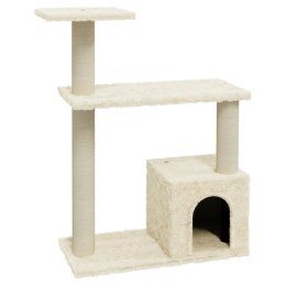 VidaXL Drapak dla kota ze słupkami sizalowymi, kremowy, 70 cm