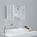 VidaXL Szafka łazienkowa z lustrem i LED, połysk, biała, akryl