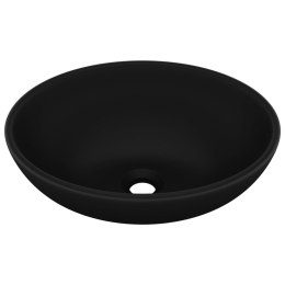 VidaXL Luksusowa, owalna umywalka, matowa czerń, 40x33 cm, ceramiczna