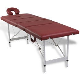 Składany stół do masażu z aluminiową ramą, 4 strefy, czerwony